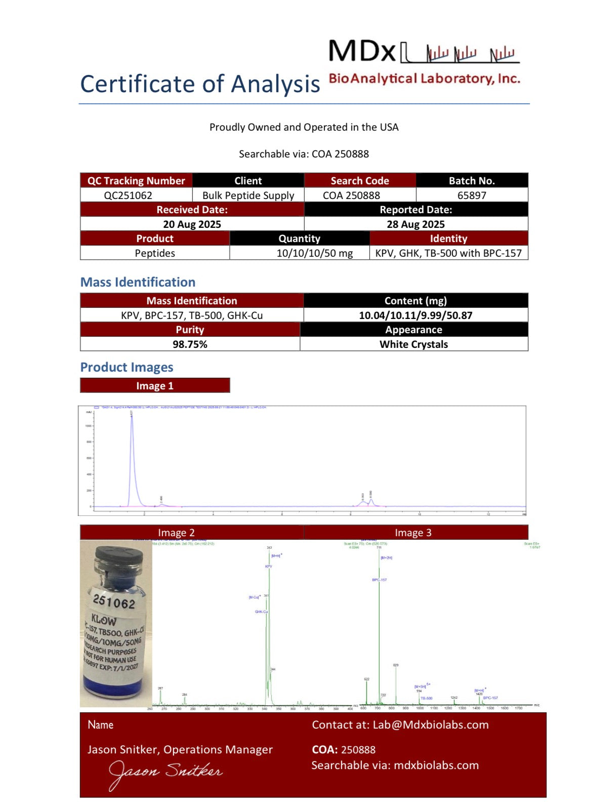 KLOW Blend - KPV 10mg, BPC-157 10mg, TB-500 10mg, GHK-Cu 50mg Vial